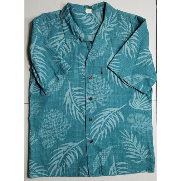 Palmwave Hawaii Short Sleeve Button Up Turquoise Hawaiian Tropical Shirt Men's L - Picture 1 of 10